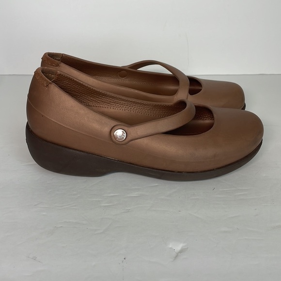 Crocs Women's Mary Jane Comfort Shoes Brown 9 - Picture 3 of 6